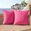Woaboy Set of 2 Outdoor Waterproof Pillow Covers 20x20 Inch Hot Pink Decorative Throw Pillow Covers Square Solid Color Couch Pillow Covers for Patio Tent Bed Sofa Living Room