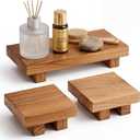 Hoteam 3 Pcs Wooden Risers for Display Paulownia Wood Pedestal Stand Bathroom Kitchen Counter Decor Torched Wood Soap Dispenser Tray Farmhouse Vintage Display Stand for Candles Plants Perfume
