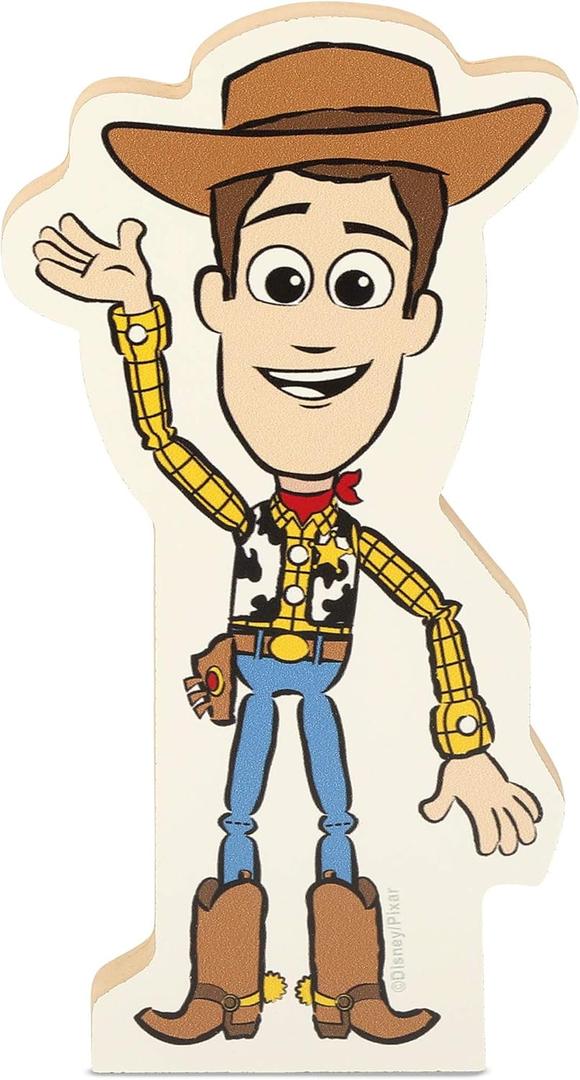 Disney Pixar Toy Story 2 Cowboy Woody Shelf Sitter Decor - Chunky Wood Block Cutout for Kids' Bedroom, Play Room or Nursery (Brown)