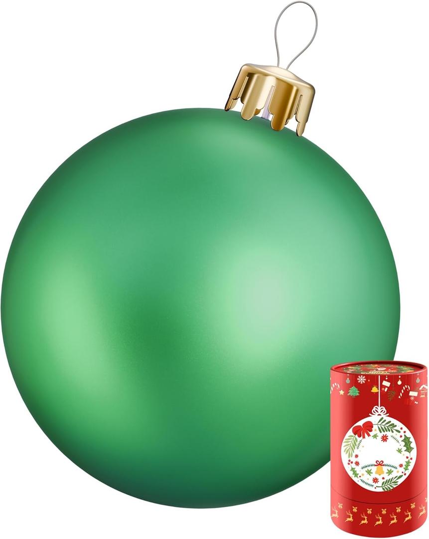 30 Inch Inflatable Ornaments Balls Outdoor, Large Inflatable Christmas Ornaments, Xmas Decoration Holiday for Indoor Yard Tree Lawn Decor (Green)