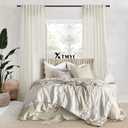 Linen Cotton Farmhouse Curtains for Living Room, Cream Off White Natural Fabric Semi Sheer Curtains 84 Inches Long, Neutral Ivory Boho Pleated Bedroom Bay Window Curtain Drapes 84 Length 2 Panels Set