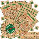 Shappy Christmas Bingo Game for Adults 24 Players with Turntable Christmas Party Games Activities for Large Group Family Vintage Holiday Xmas Characters Bingo Cards Caller Cards Prizes Crafts