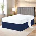 Premium Queen Size Bedskirt 800TC 100% Egyptian Cotton Navy Blue Bed Skirt Queen Size 21" Drop Length, Tailored Fit, Elegant Pleated Style - Navy Blue