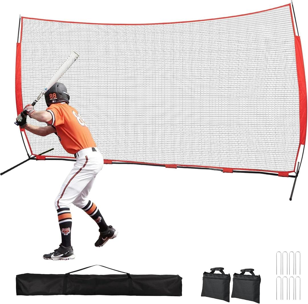 7x7/16x10/20x10ft Baseball Net Backstop Net,Fix Ball Stop Net by 4 Spike&2 Sandbag,Sports Net Barrier with Handbag,Lacrosse Net Backstop for Basketball,Hockey Train,Baseball Net Barrier for Playground