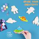 24 Pack Space Themed Party Favors - Kids Birthday Party Return Gifts Treats Goodie Bag Items Fillers Classroom Prizes Exchange Gifts, Wood DIY Keychain Painting Kits Arts Crafts Activities Toys, 8 cm x 0.2 cm x 10 cm