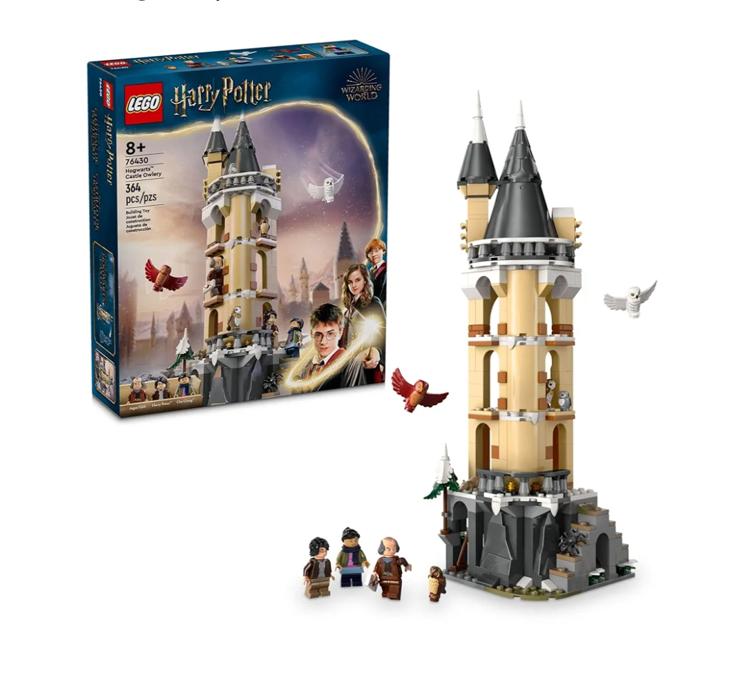 LEGO Harry Potter Hogwarts Castle Owlery Toy, Wizarding World Fantasy Toy for Girls and Boys, Harry Potter Castle Playset with 3 Characters, Birthday Gift Idea for Kids Ages 8 and Up