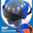 SARISUN Travel Pillows for Airplanes, Airplane Pillow for Long Flight Car Road Trip, Airplane Head Strap with Sleep Eye Mask, 360° Support Headrest, Stop Bobblehead Travel Neck Pillow, Stripe Black