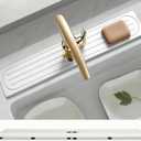 Faucet Mat for Kitchen Sink with Raised Feet, Stone Sink Mat Quick Dry around Faucet, Water Absorbent Stone Tray, Sink Splash Guard & Protectors, Stone Drying Mat for kitchen Counter (23.7" x 4", White Gray Style 1)