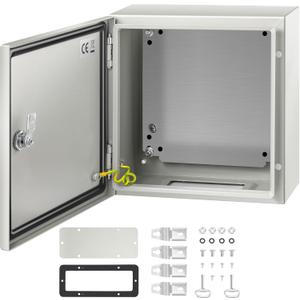 VEVOR NEMA Steel Enclosure 12×12×6, NEMA 4X Steel Electrical Box, IP66 Waterproof & Dustproof, Outdoor/ Indoor Electrical Junction Box, with Mounting Plate