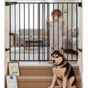 Babelio Baby Gate for Stairs & Doorways, 26-43" W 34" H Extra Tall| No Bottom Bar| Easy Installation| One-handed Operation| Auto-close| Hardware Mount (Drill Needed) Safety Dog/Pet Gate Indoor (White)
