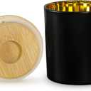 Aroparc Candle Jars with Lids 10oz, Elegant Gold Interior Candle Jars for Candle Making 12 Pieces with Bamboo Lids - Black Matte