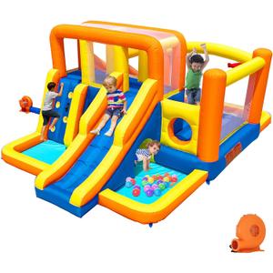 Baralir 16.5x11FT Heavy Duty Bounce House Water Slide Combo for Big Kids, Wet/Dry Split Play Zones, Kids Bounce House with 2 Independent Slides, 2 Climbing Walls & 2 Pools, 2 Crawl Tunnels