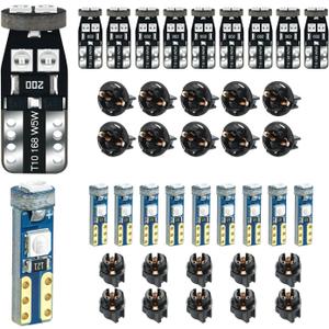 Blue T5 PC74 PC37 PC118 T10 PC168 PC175 PC194 PC194B PC195 PC160 PC161 Instrument Cluster Light LED Bulb Replacement 37 74 73 2723 2721 158 168 194 2825 Dashboard Panel Gauge Indicator Lamp N Sockets