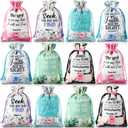 Locmeo 60 Pcs Bible Verse Religious Gift Bags with Drawstring 4 x 6 Inch Floral Christian Candy Gift Wrapping Bags for Women Mother's Day Party Favor Jewelry