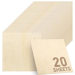 Baltic Birch Plywood - 1/8 Inch Thickness - 11.8" x 11.8" Square Wood Sheets for Laser Cutting, CNC Cutting and Crafts - Pack of 20, by TX Liteart