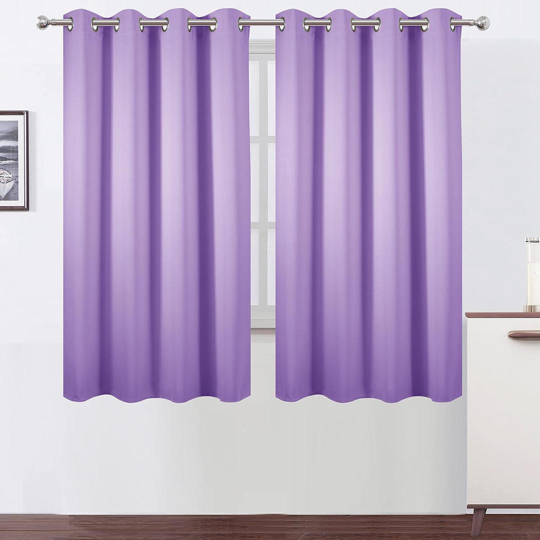 LEMOMO Lavender Blackout Curtains 52 x 63 Inch Length/Set of 2 Curtain Panels/Thermal Insulated Room Darkening Blackout Curtains for Bedroom