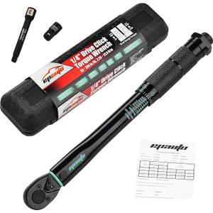 1/4-inch Drive Click Torque Wrench, Precision 20-200in.lb/2.26-22.6N.m Range, Professional Reversible CRV Steel Ratcheting Head Secure Locking Adapter Extension