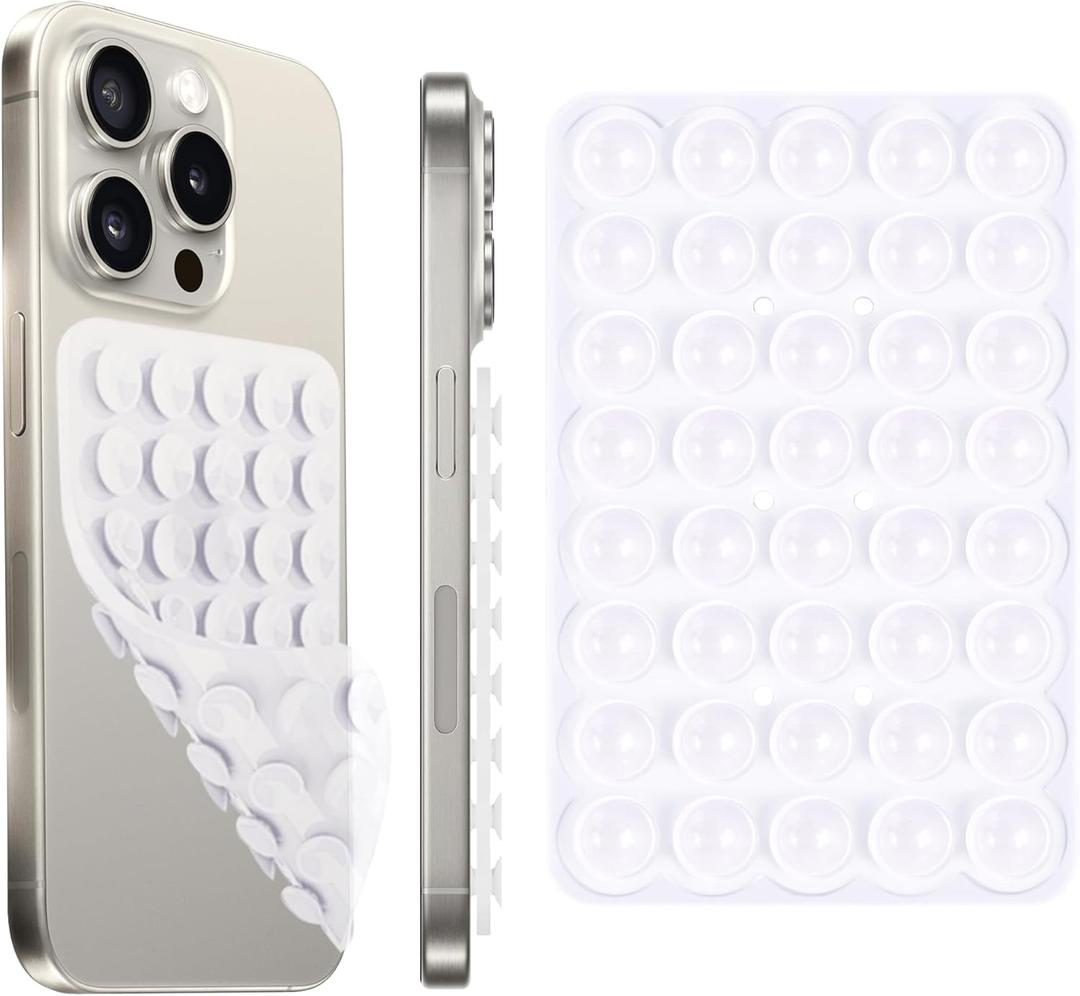 Silicone Suction Cup Phone Case Mount Double Sided, Phone Accessories Hands-Free Sticky Phone Grip for Selfies and Videos, Anti-Slip Phone Suction Grip for iPhone and Android (1pcs-Transparent)