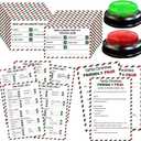 Christmas Friendly Feud Game with 2 Answer Buzzers, Fun Holiday Cards for Family Game Night Trivia Quiz for Xmas Party Class Office Groups Team Building Holiday Gathering