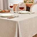 Fitable Faux Linen Tablecloths Rectangle 60 x 120 Inch - 6 Pack Neutral Table Clothes for 8 Foot Tables, Beige Faux Burlap Kitchen Table Covers for Dining, Party, Farmhouse, Banquet, Buffet