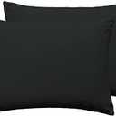 CT COTIM COYIN Soft 100% Cotton Zipper Pillowcases, Cozy and Lightweight Pillow Cover, Easy Care Pillow Case Protector, Set of 2, Black, Standard, 20" x 26"