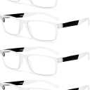 Blue Light Blocking Reading Glasses 4 Pack Computer Readers for Women Men, Anti Glare UV Ray Filter Eyeglasses (4pack-white, 3.00)