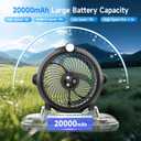 Portable Misting Fan with 11L Bucket & 20000mAh BatteryRechargeable Battery Powered Fans for Patios with Night Light, 3 Wind Speed & 3 Spray Mister Camping Outdoor Fans, Waterproof Design