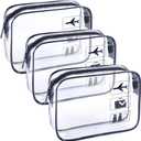 TSA Approved Toiletry Bag 3Pcs - 3 Pack Clear Travel Bags for Toiletries, Carry on Airport Airline Compliant Bag,Makeup Bags Clear Toiletry bags Quart Size Travel Bag,Black