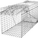 SZHLUX 32" Live Animal Cage Trap, Heavy Duty Folding Raccoon Traps, Humane Cat Trap for Stray Cats, Raccoons, Squirrel, Skunk, Mole, Groundhog, Armadillo, Rabbit, Catch and Release (SZ-HXL8130-NEW)