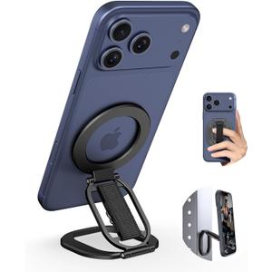 Foldable Double Sided Ring Magnetic Phone Grip & Kickstand, Finger Loop Strap Phone Ring Holder Compatible with MagSafe iPhone 17/16/15/14/13/12 Series and MagSafe Cases[Upgraded Version]