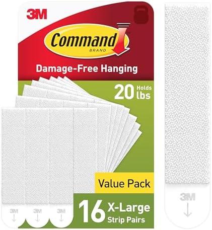Command 20 lb X-Large Picture Hanging Strips, 7 Pairs White Strips Heavy Duty Picture Hanger