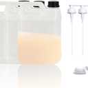 3 Pcs 1 Gallon Plastic Water Jug With Pump Head Kitchen Storage Container For Cooking Oil Milk Beverages Salad Juice Hdpe Bucket Black LidWhite Square Barrel