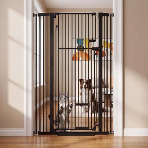 59" Extra Tall Cat Gate 31.5"-42.5" Wide Pet Gate Indoor Black