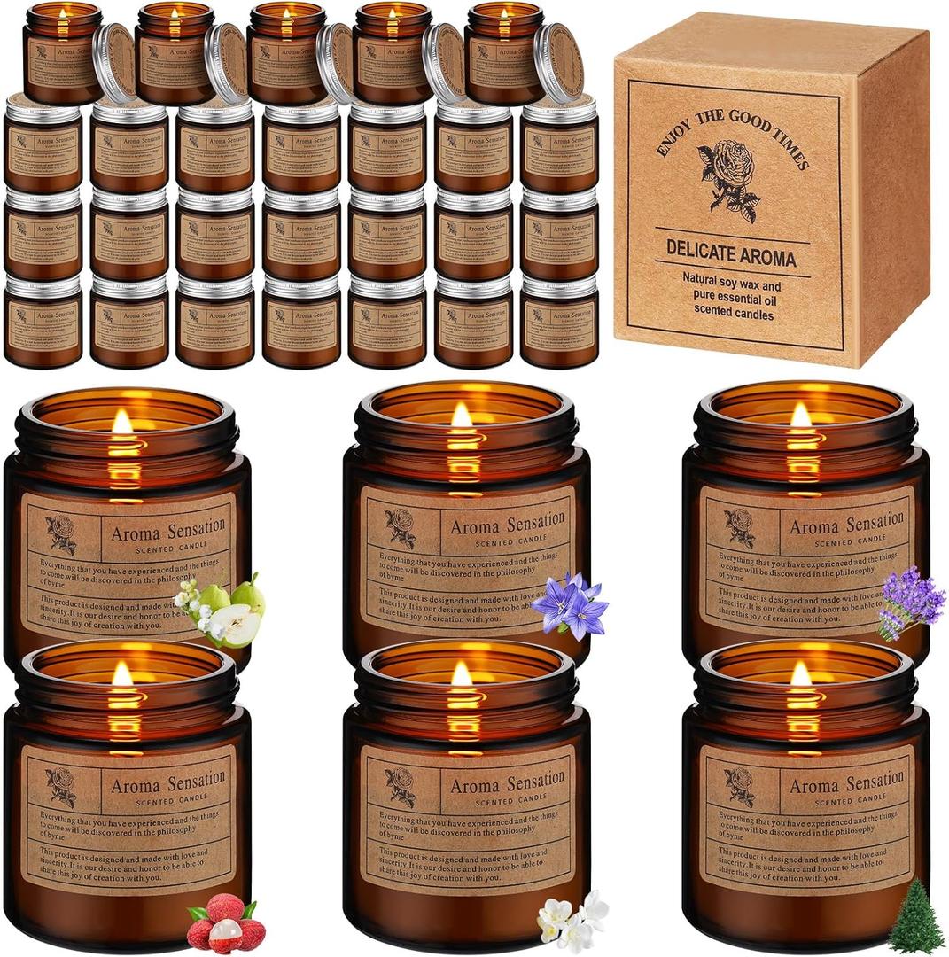 MTLEE 36 Pcs Scented Candles for Home Bulk Jar Candles Gift Set for Women Long Lasting Aromatherapy Candle for Birthday Teacher Thanksgiving Anniversary(Simple Style)