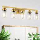 DIKAIDA 5 Light Gold Bathroom Vanity Light, Bathroom Light Fixtures, 31" Modern Brushed Gold Vanity Lighting Fixtures for Bathroom Over Mirror, Gold Sconces Wall Lighting for Bedroom