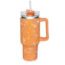 40oz Tumbler with Handle-Glitter Rhinestones Tumbler Bling Cups Stainless Steel Water Bottle Diamond Studded Tumbler for Women-Birthday Gifts for Women, Mom, Girlfriend (Orange)