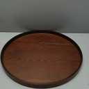 Extra Large Round Solid Wood Serving Tray, Classic Tea Coffee Table Wooden Decorative Ottoman Tray Server for Breakfast in Bed Snack Food Kitchen Party Bar, Raised Edge (19.7inch/50cm) Walnut