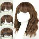 AISI HAIR Curly Bob Wig with Bangs Short Wavy Soft Copper Brown Wigs for Women Bob Style Synthetic Heat Resistant Bob Wigs