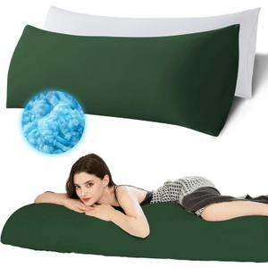 Ubauba Memory Foam Body Pillow with Cover, Full Large Body Pillows Insert for Adults with Envelope Closure Pillowcase, Firm & Fluffy Long Bed Pillows for Sleeping (20x54 inch, Green)