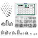 320PCS Metric M2.5/3/4/5/6/8 304 Stainless Steel Allen Head Hex Socket Cone Point Set Screws,Internal Hex Drive Grub Screws,Tip Point Headless Set Screw Assortment Kit for Door Handle,Bathroom