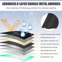 Metal Awning 52" x 31", Fixed Metal Window Awning for Door Entrance with Triangle Steel Frame, Front Door Awnings Canopy Exterior Weather Resistant for Balcony, Window, Porch, Patio, Rain Protection