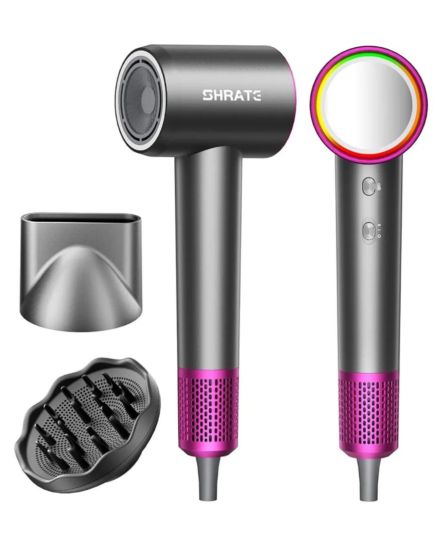SHRATE Professional High Speed Ionic Hair Dryer | Ultra-Fast Drying | 500 Million Negative Ions | Low Noise | 160000 RPM | Compact Blow Dryer with Magnetic Diffuser for Faster Drying All Hair Types