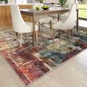 Lahome Modern Abstract 9x12 Area Rugs for Bedroom, Washable Living Room Rug for Bedroom Low Pile Non Slip, Red Soft Indoor Accent Carpet for Dining Room Table Home Decor Use