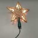 Brizled 9.5 Christmas Star Tree Topper, Gold Dual-side 3D Star Treetop, Glittered Tree Top with 10 Warm White Lights, UL Certified Lighted Xmas Treetop for Holiday Christmas Tree Decor