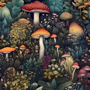 Mushroom Wallpaper Peel and Stick Vintage Strange Contact Paper Dark Waterproof Self-Adhesive Wall Covering for Bedroom Countertop Desk Cabinets 17.4" x 118" (Multicolor)