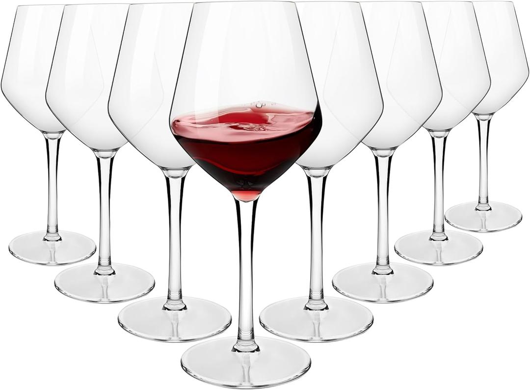 MICHLEY Unbreakable Stemmed Wine Glass 100% Tritan Plastic Dishwasher available Glassware 15 oz, Set of 8 (Red Bordeaux)