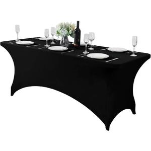 Spandex Table Cover for 6Ft or 4fT or 8ft Table Universal Fitted Stretch Tablecloth for Party, Banquet, Wedding and Events-Black (72" x 30" (Rectangular))