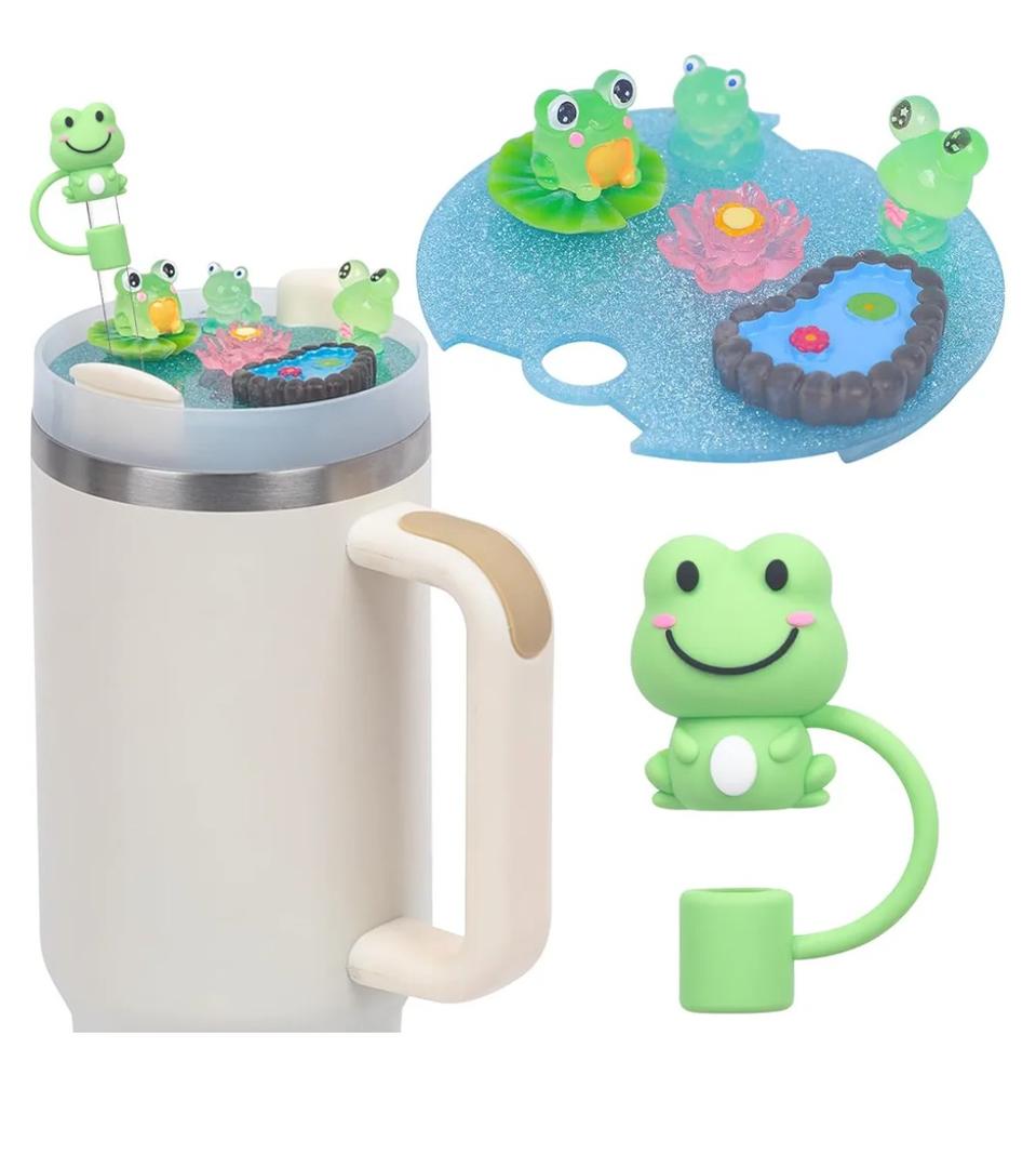 2 Pack Compatible with Stanley Cup Lid Accessories Charms, Charms for Stanley Cups H2.0 Accessories 30oz 40oz with Silicone Straw Cover Cap for Tumblers