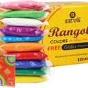 SATVIK - Pack of 10 - Shades Rangoli Color Powder Pouch Set with Glitter | Decorative Stone Powder for Art & Home Dcor | Easy to Store | No Gulal | Festival Floor Art Kit
