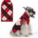 KOOLTAIL Dog Sweater Pet Knitted Clothes-Classic Plaid Pullover Turtleneck Red Fleece Dog Christmas Sweaters with Leash Hole, Thick Warm Dog Winter Clothes for Small Medium Large Dogs Cats Puppy, M-L